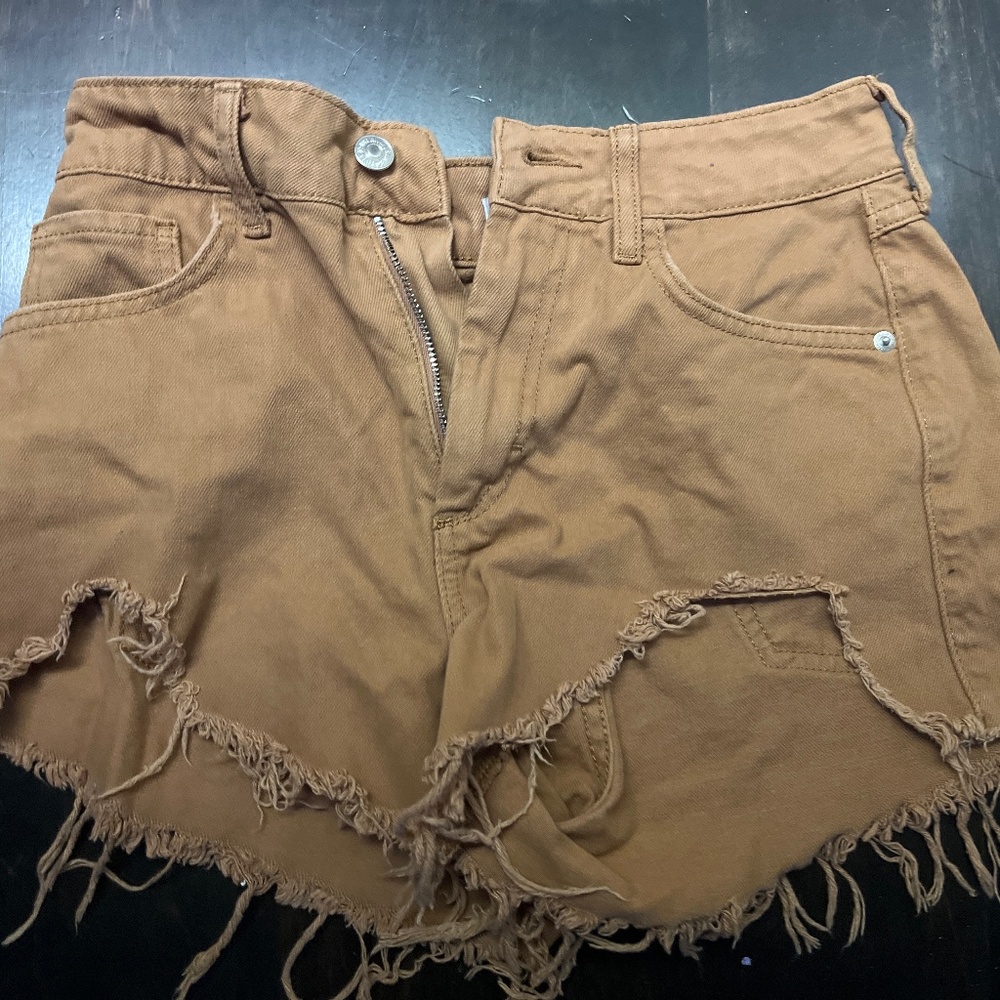 Forever 21 Brown Denim Distressed Shorts